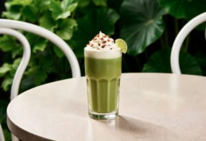 ice pistachio matcha latte drink served by Sipp Los Angeles