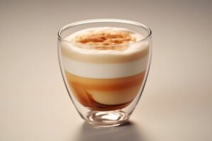 Oat milk foam cortado drink at cafe in Los Angeles