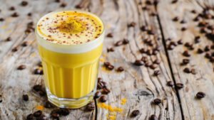 turmeric latte with espresso served in Los Angeles